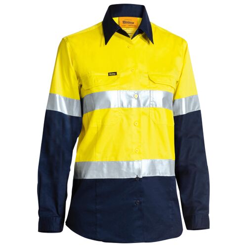 Bisley Womens Taped Hi Vis Cool Lightweight Drill Shirt Thumbnail