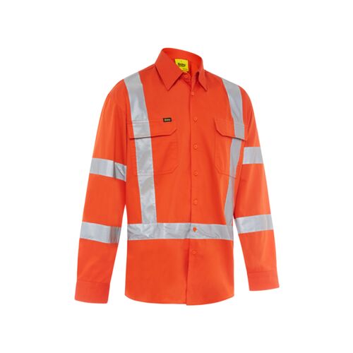 Bisley X Taped Biomotion Hi Vis Cool Lightweight Drill Shirt Thumbnail
