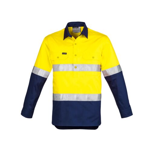 Syzmik Mens Hi Vis Closed Front Long Sleeve Shirt Hoop Taped Thumbnail