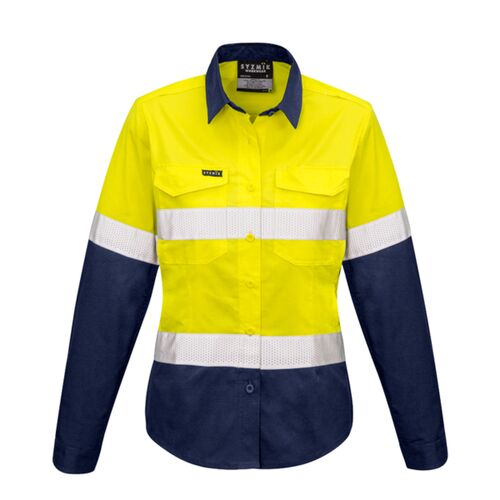 Syzmik Womens Rugged Cooling Hi Vis  Taped Long Sleeve Shirt Thumbnail